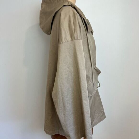 Joe Fresh Women’s Medium Tan Hooded Anorak Style Jacket Coat Snaps Cargo Oversiz - Picture 4 of 15